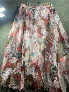 Romantic Floral Maxi Skirt - Pink Multi